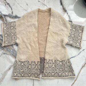 Easel Boho Aztec Fuzzy Comfy Open Front Oversized Slouchy Cardigan Sweater M/L